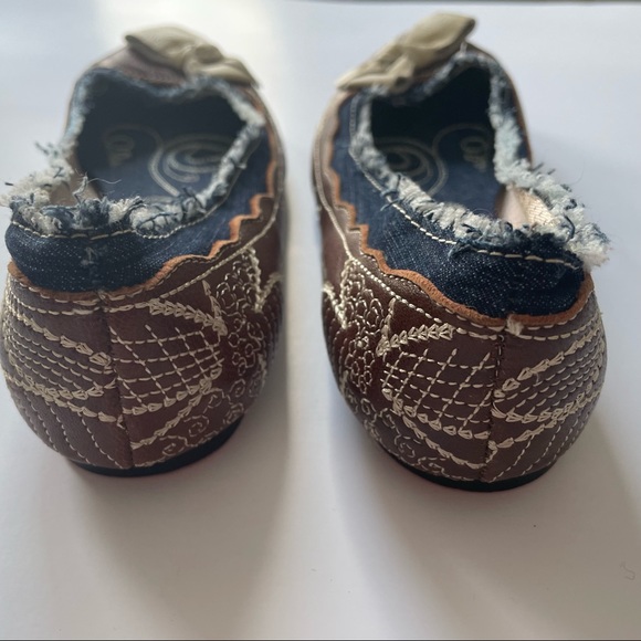 Kenzie bruiser ballet flat slip on style shoe with leather & demin size 7.5 M - Picture 4 of 7